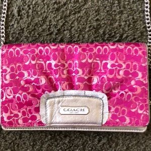 Coach purse, raspberry colored